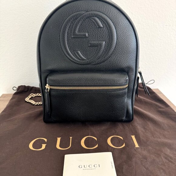 Gucci Pebbled Calfskin Soho Chain Backpack - Pristine Condition, Like New - Picture 9 of 10
